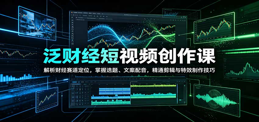 泛财经短视频创作课：解析财经赛道定位，掌握选题、文案配音，精通剪辑与特效制作技巧-孔明聊项目