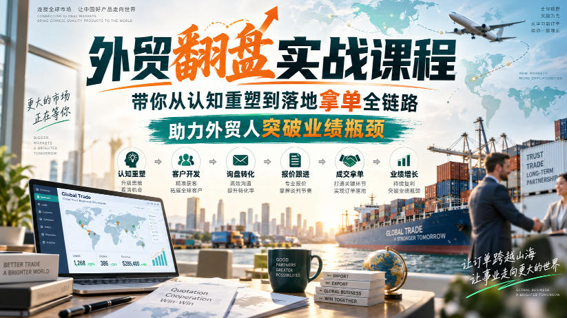外贸翻盘实战课程，带你从认知重塑到落地拿单全链路，助力外贸人突破业绩瓶颈-孔明聊项目
