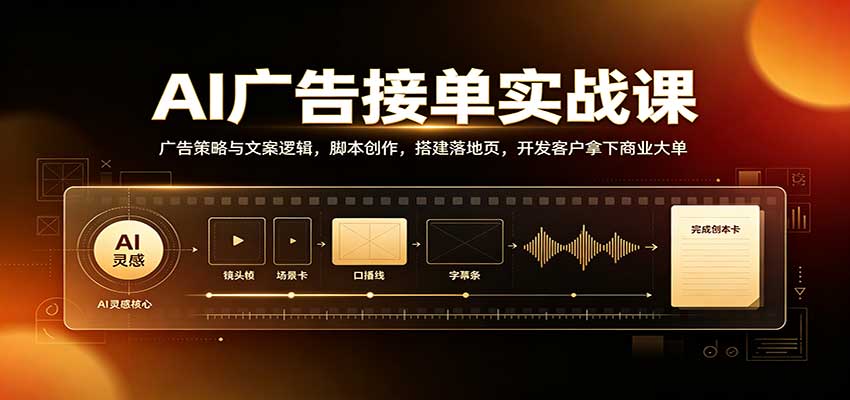 AI广告接单实战：广告策略与文案逻辑，脚本创作，搭建落地页，开发客户拿下商业大单-孔明聊项目