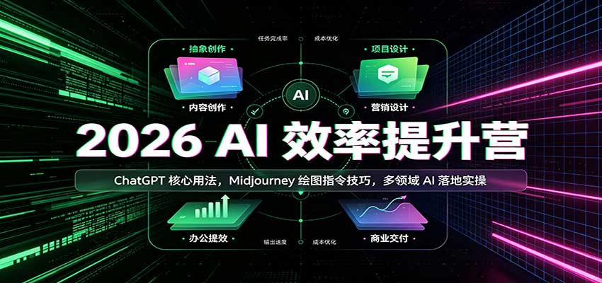 2026 AI效率提升营：ChatGPT核心用法，Midjourney绘图指令技巧，多领域AI落地实操-孔明聊项目