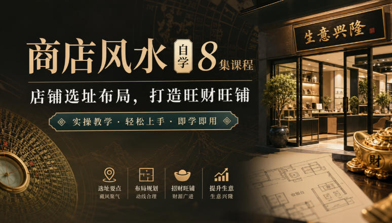 商店风水自学8集课程｜店铺选址布局，打造旺财旺铺实操教学-孔明聊项目