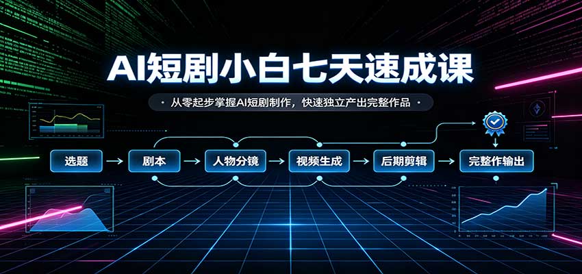 AI短剧小白七天速成课：从零起步掌握AI短剧制作，快速独立产出完整作品-孔明聊项目