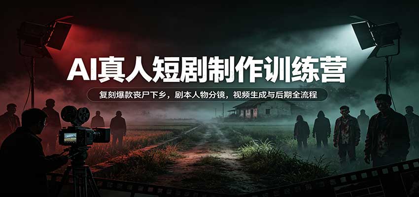 AI真人短剧制作训练营：复刻爆款丧尸下乡，剧本人物分镜，视频生成与后期全流程-孔明聊项目