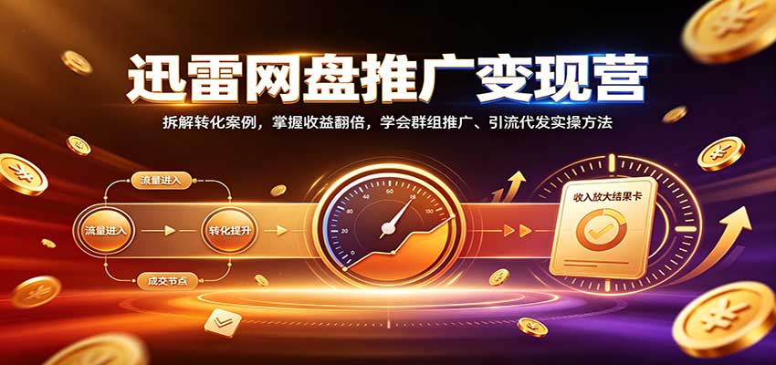 迅雷网盘推广变现营：拆解转化案例，掌握收益翻倍，学会群组推广、引流代发实操方法-孔明聊项目