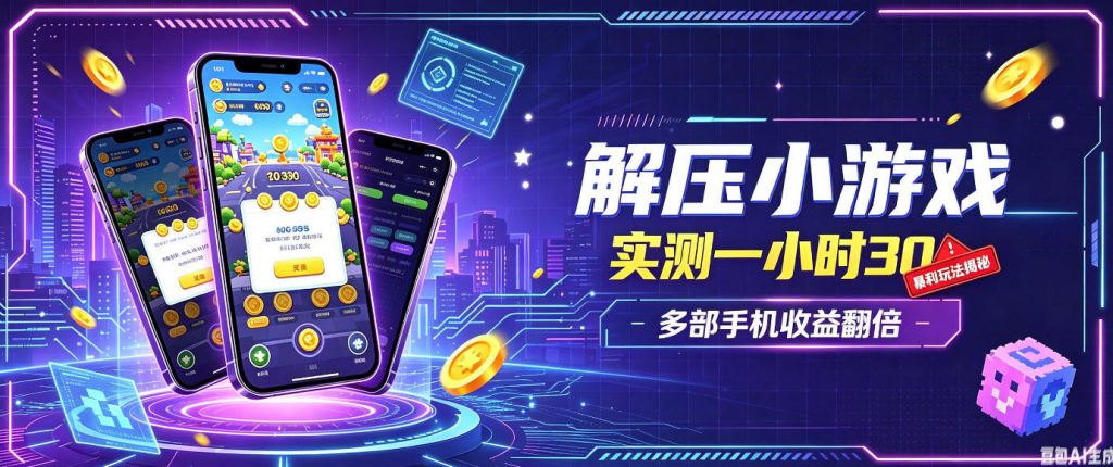 小游戏全流程玩法，实测一小时搞30，简单无脑解压，当天做当天就能看到进账，直接冲就行【揭秘】-孔明聊项目