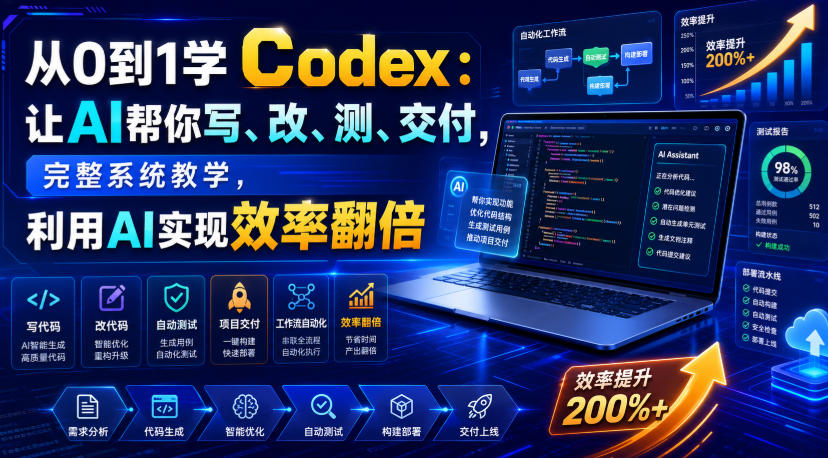 从0到1学Codex:让AI帮你写、改、测、交付,完整系统教学,利用AI实现效率翻倍(更新0918)-孔明聊项目