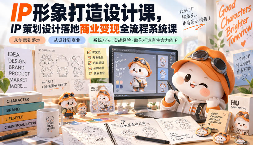 IP形象打造设计课，IP策划设计落地商业变现全流程系统课-孔明聊项目