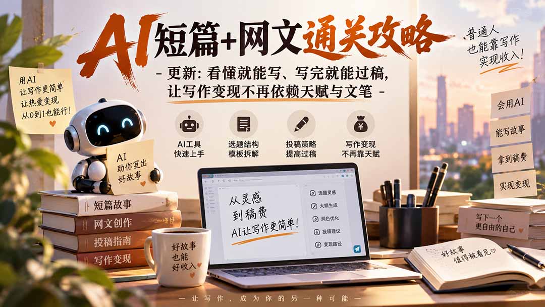 AI短篇+网文通关攻略-更新0921：看懂就能写、写完就能过稿，让写作变现不再依赖天赋与文笔-孔明聊项目