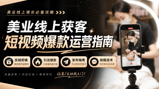 美业线上获客短视频爆款运营指南-无水印，实拍剪辑、引流爆款、发布指南、拍摄话术！-孔明聊项目