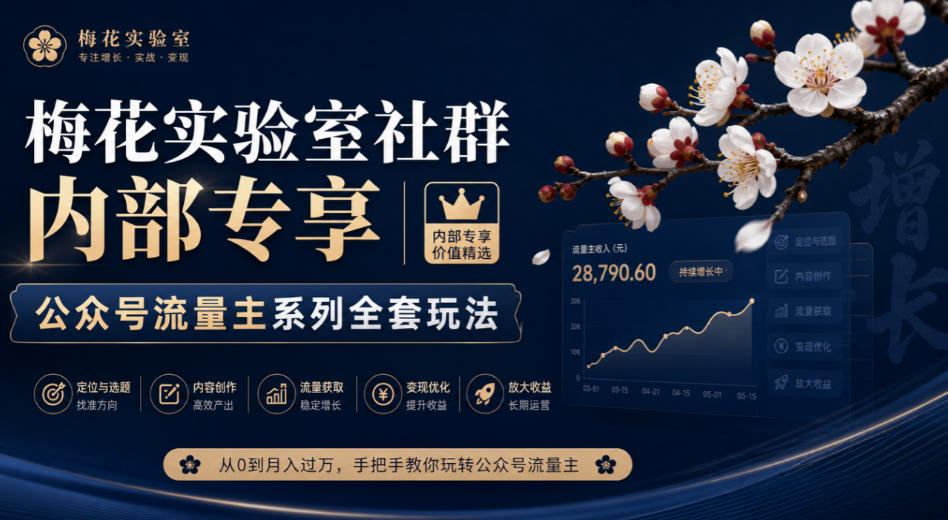 梅花实验室社群内部专享-公众号流量主系列全套玩法-孔明聊项目