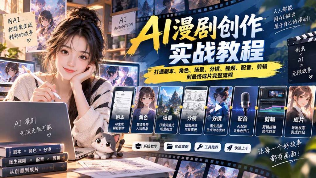 2026 AI漫剧创作实战教程：打通剧本、角色、场景、分镜、视频、配音、剪辑到最终成片完整流程-孔明聊项目