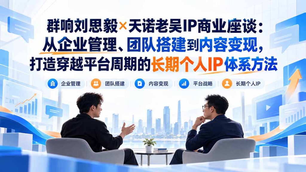 群响刘思毅×天诺老吴IP商业座谈：从企业管理、团队搭建到内容变现，打造穿越平台周期的长期个人IP体系方法-孔明聊项目
