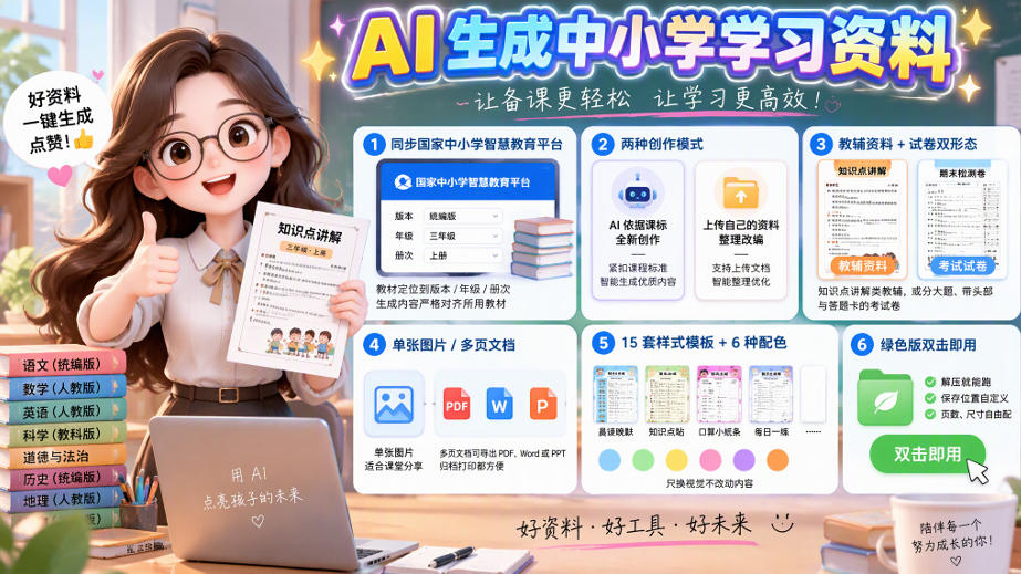 孩子的教辅别再乱买了：同步国家中小学智慧平台，AI一键生成图文教辅和试卷-孔明聊项目