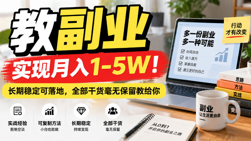 “教副业”实现月入1-5W！长期稳定可落地，全部干货毫无保留教给你【揭秘】-孔明聊项目