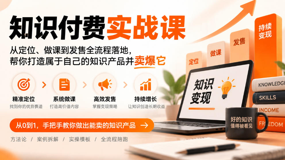 知识付费实战课：从定位、做课到发售全流程落地，帮你打造属于自己的知识产品并卖爆它-孔明聊项目