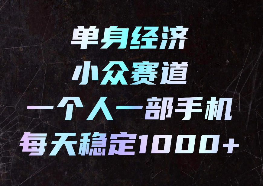 单身经济小众赛道，一个人一部手机，每天稳定1000+，利用下班碎片时间即可【揭秘】-孔明聊项目