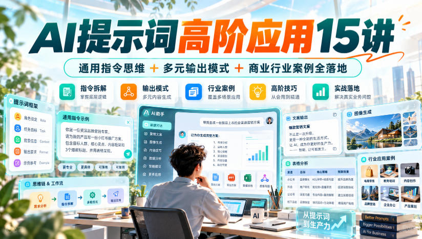 AI提示词高阶应用15讲｜通用指令思维+多元输出模式+商业行业案例全落地-孔明聊项目