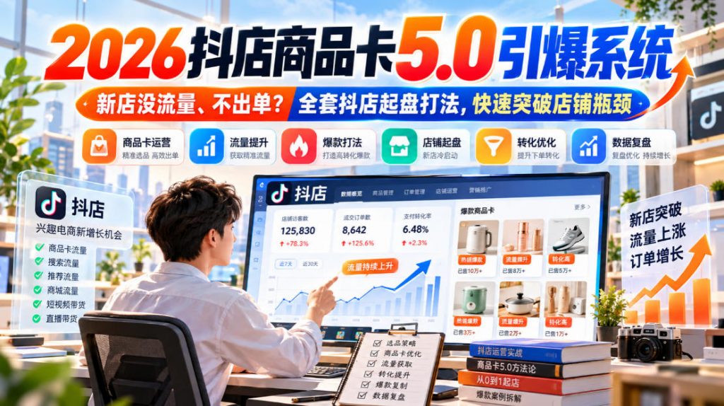 2026抖店商品卡5.0引爆店铺流量,新店没流量、不出单?全套抖店起盘打法,快速突破店铺瓶颈-孔明聊项目