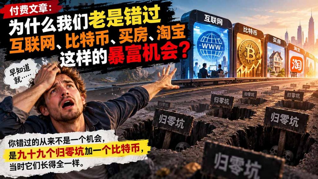 付费文章：为什么我们老是错过互联网、比特币、买 房、淘宝这样的暴富机会？-孔明聊项目