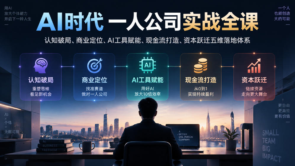 AI时代一人公司实战全课｜认知破局、商业定位、AI工具赋能、现金流打造、资本跃迁五维落地体系-孔明聊项目