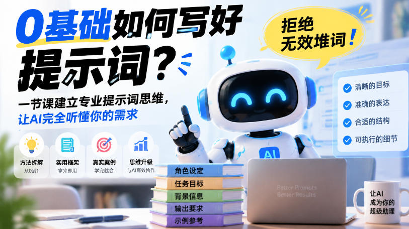 0基础如何写好提示词，拒绝无效堆词！一节课建立专业提示词思维，让AI完全听懂你的需求-孔明聊项目