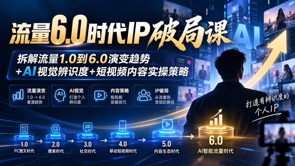 流量6.0时代IP破局课：拆解流量1.0到6.0演变趋势+AI视觉辨识度+短视频内容实操策略-孔明聊项目