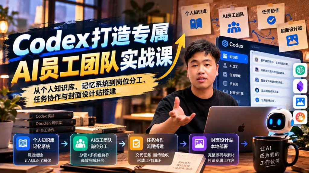 【无水印】Codex打造专属AI员工团队实战课：从个人知识库、记忆系统到岗位分工、任务协作与封面设计站搭建-孔明聊项目