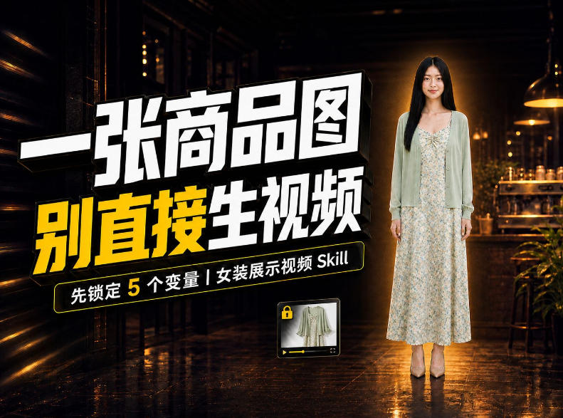 女装AI视频总翻车？问题不在提示词，女装展示视频Skill先锁定5个变量！-孔明聊项目