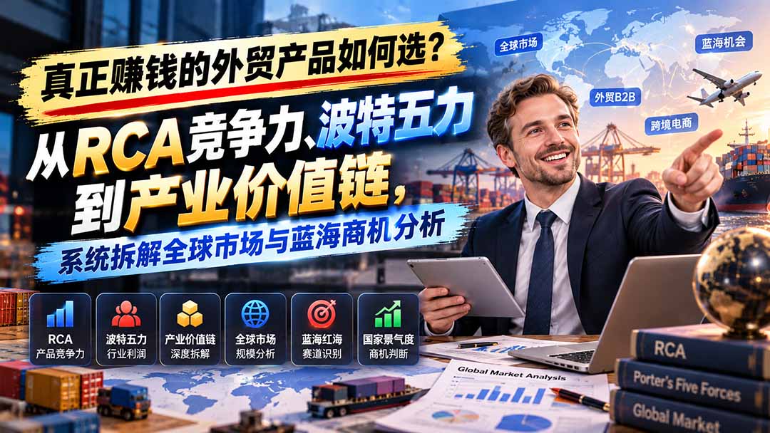 真正赚钱的外贸B2B产品如何选？从RCA竞争力、波特五力到产业价值链，系统拆解全球市场与蓝海商机分析-孔明聊项目