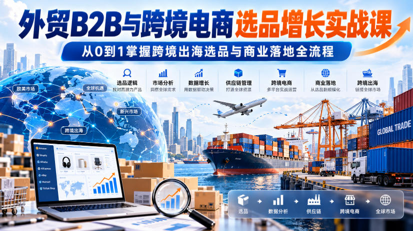 外贸B2B与跨境电商选品增长实战课，从0到1掌握跨境出海选品与商业落地全流程-孔明聊项目