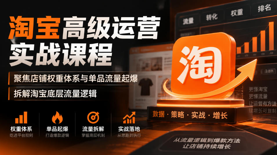 淘宝高级运营实战课程，聚焦店铺权重体系与单品流量起爆，拆解淘宝底层流量逻辑-孔明聊项目