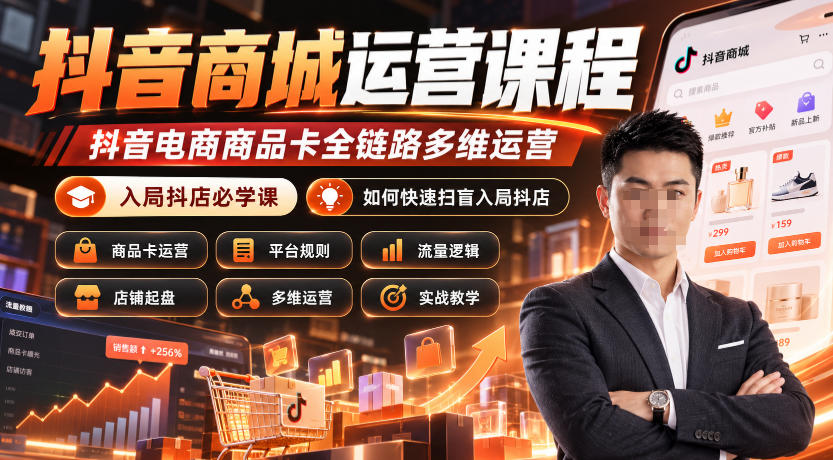 抖音商城运营课程，抖音电商商品卡全链路多维运营，入局抖店必学课， 如何快速扫盲入局抖店(更新1017)-孔明聊项目