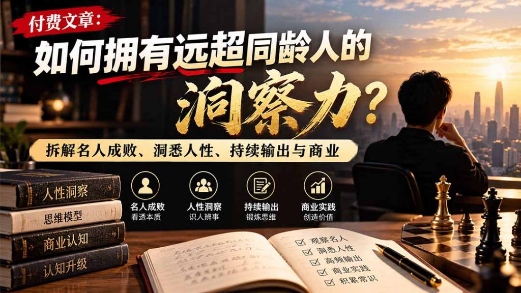 付费文章：如何拥有远超同龄人的洞察力？拆解名人成败、洞悉人性、持续输出与商业实践-孔明聊项目