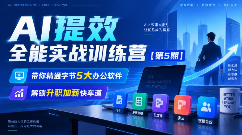 【无水印】AI提效全能实战训练营【第5期】，带你精通字节5大办公软件，解锁升职加薪快车道-孔明聊项目