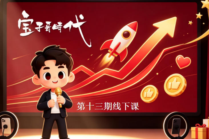 宝子哥抖音直播第13期VIP线下课9月5-6日，26年最值得看的直播课程，快速突破直播间流量瓶颈，打造高效起号闭环-孔明聊项目