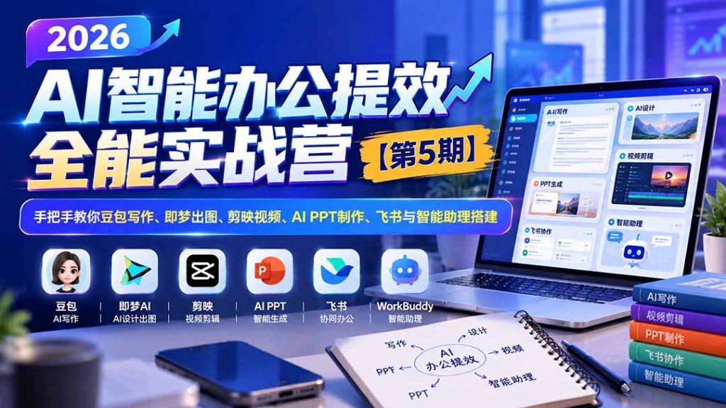 2026AI智能办公提效实战营【第5期】-无水印：手把手教你豆包写作+即梦出图+剪映视频+AI PPT制作+飞书与智能助理搭建-孔明聊项目