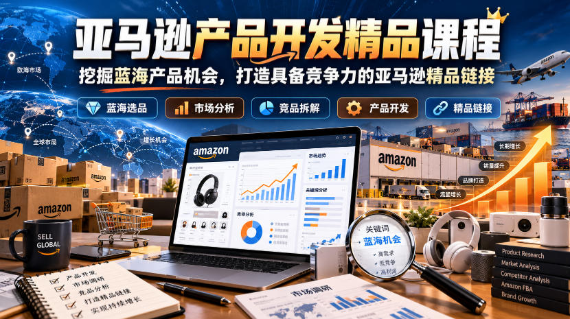 亚马逊产品开发精品课程，挖掘蓝海产品机会，打造具备竞争力的亚马逊精品链接-孔明聊项目
