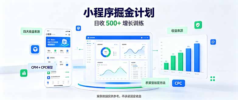 一部手机日入500+，微信小程序掘金计划，四种收入来源，长期稳定可靠-孔明聊项目