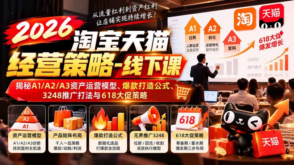 2026淘宝天猫经营策略-线下课-更新1019：揭秘A1/A2/A3资产运营模型、爆款打造公式、3248推广打法与618大促策略-孔明聊项目