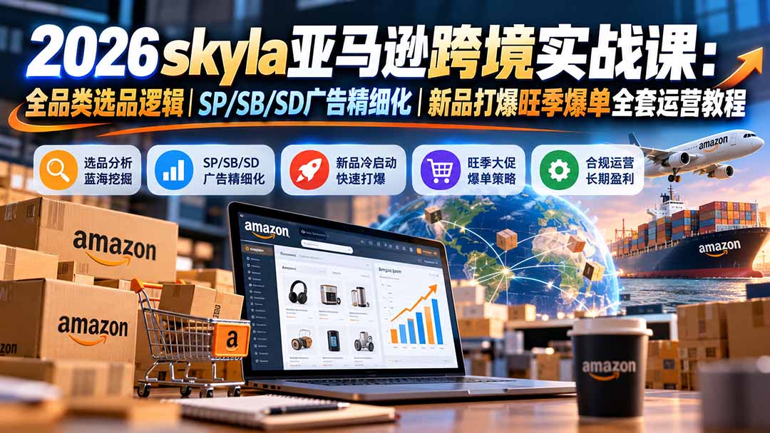 skyla亚马逊跨境实战课-更新1019：全品类选品逻辑｜SP/SB/SD广告精细化｜新品打爆旺季爆单全套运营教程-孔明聊项目