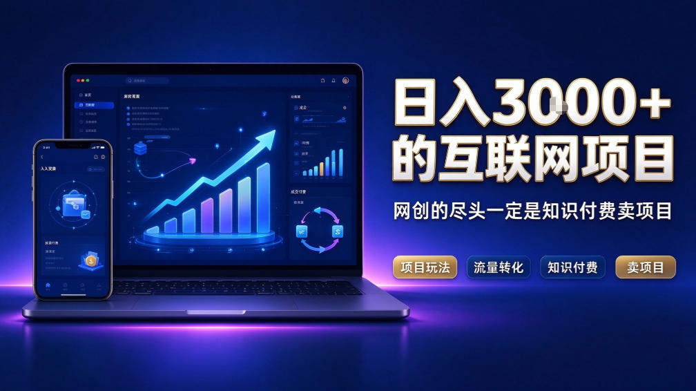 日入3k+的互联网项目，网红的尽头是带货，网创的尽头一定是知识付费卖项目【揭秘】-孔明聊项目