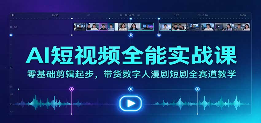 AI短视频全能实战课：零基础剪辑起步，带货数字人漫剧短剧全赛道教学-孔明聊项目