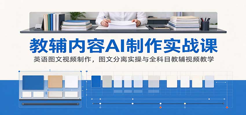 AI制作教辅内容实战课：英语图文视频制作，图文分离实操与全科目教辅视频教学-孔明聊项目