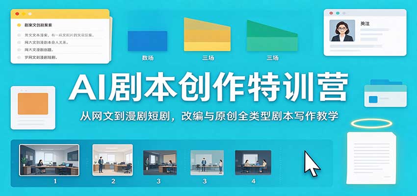 AI剧本创作特训营:从网文到漫剧短剧,改编与原创全类型剧本写作教学-孔明聊项目