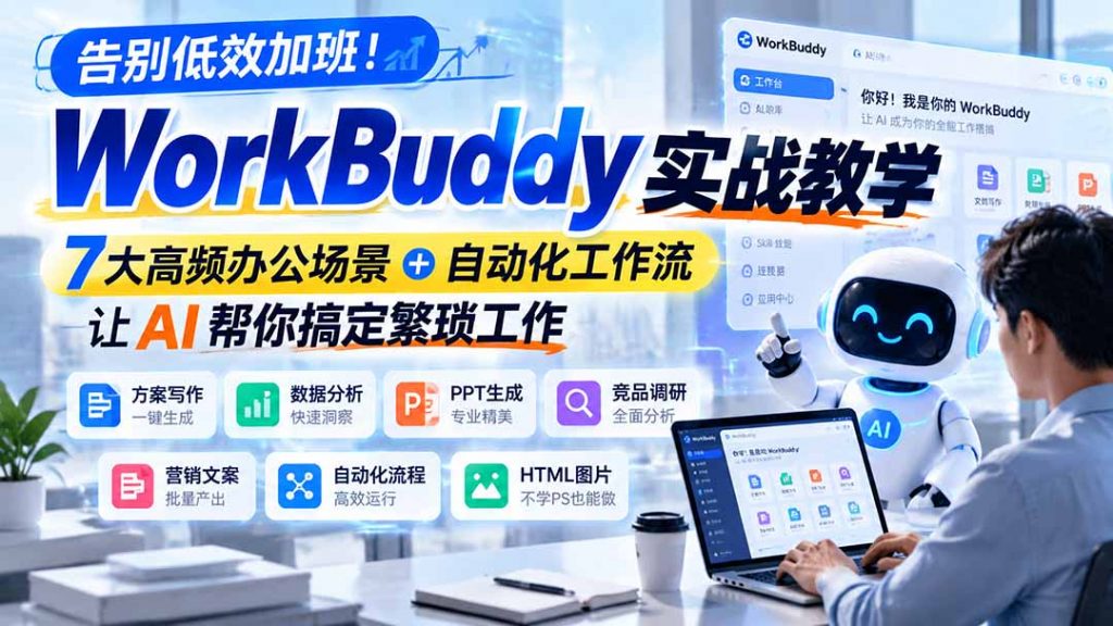告别低效加班!WorkBuddy实战教学,7大高频办公场景+自动化工作流,让AI帮你搞定繁琐工作-孔明聊项目