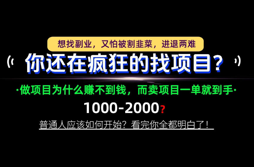 你还在疯狂的找项目？别傻了！卖项目才是真正的一本万利！怎么做，看完你全都明白！【揭秘】-孔明聊项目