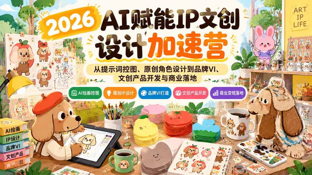 2026AI赋能IP文创设计加速营:从提示词控图、原创角色设计到品牌VI、文创产品开发与商业落地-孔明聊项目