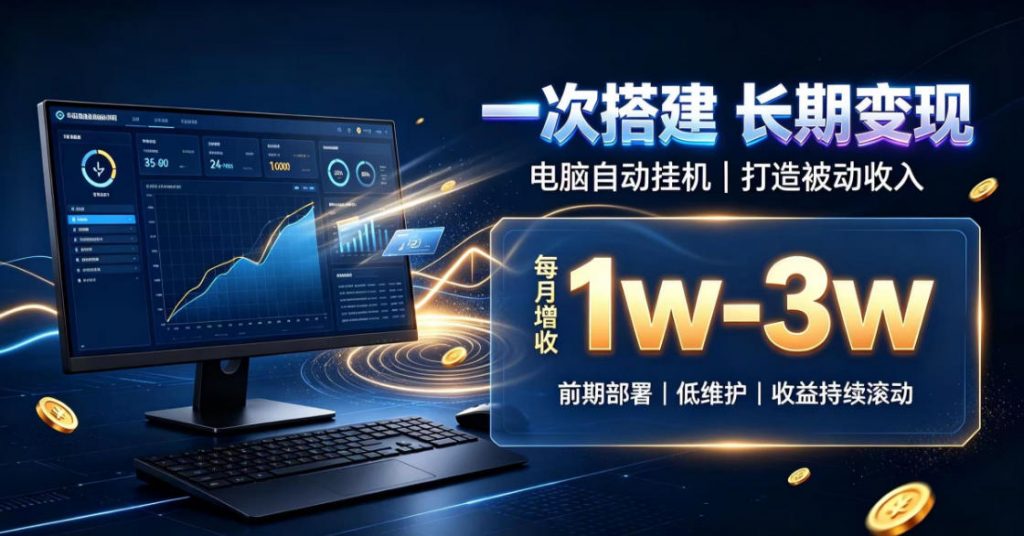 一份投入长期收益，电脑自动挂G类目，搭建被动收入每月增收1w-3w【揭秘】-孔明聊项目