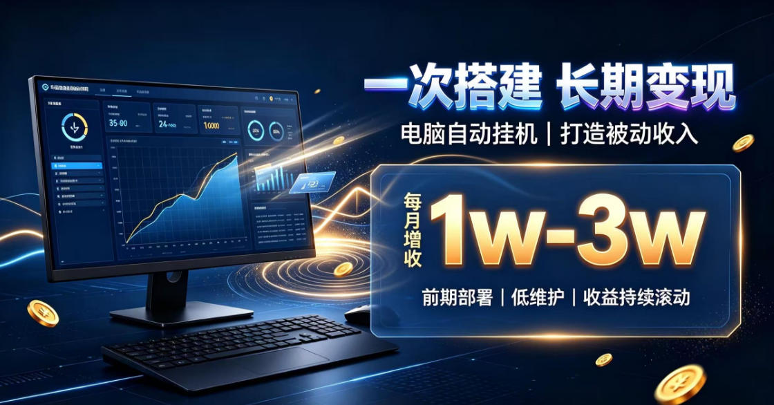 一份投入长期收益，电脑自动挂G类目，搭建被动收入每月增收1w-3w【揭秘】-孔明聊项目