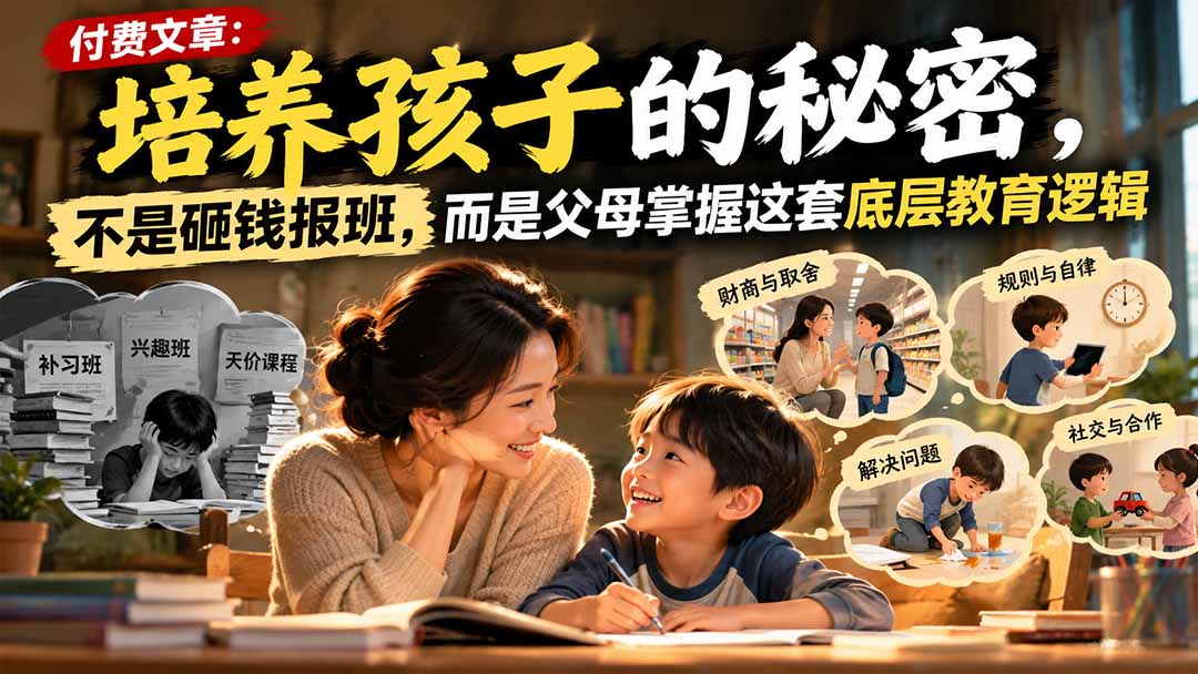 付费文章：培养孩子的秘密，不是砸钱报班，而是父母掌握这套底层教育逻辑-孔明聊项目